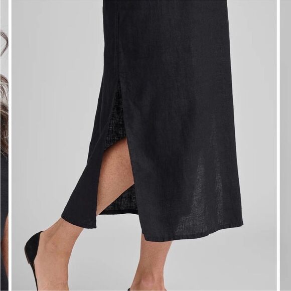 Flax Black Linen Slipster sleeveless minimalist Maxi Dress small - Picture 2 of 6